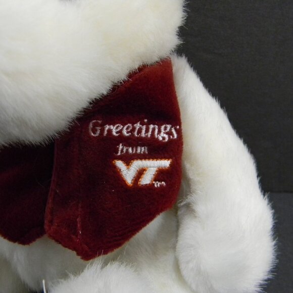 Greetings fr VT Virginia Tech Teddy Bear The Mascot Factory Vest Christmas Vtg - Picture 2 of 5
